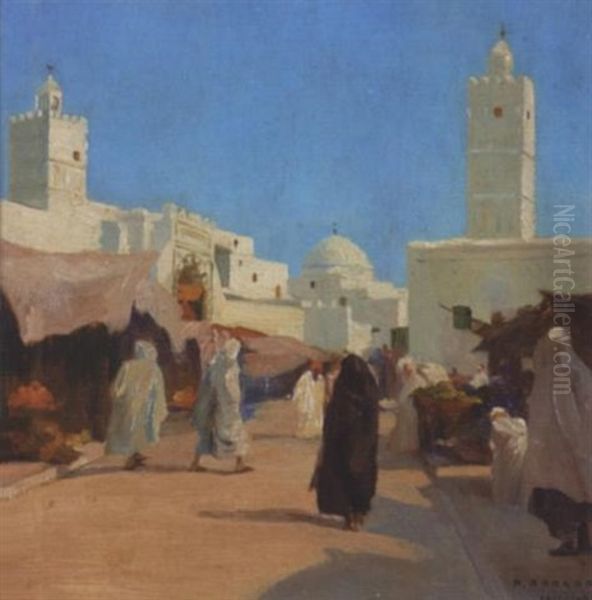 Les Minarets De Kairouan Oil Painting by Pierre Bodard