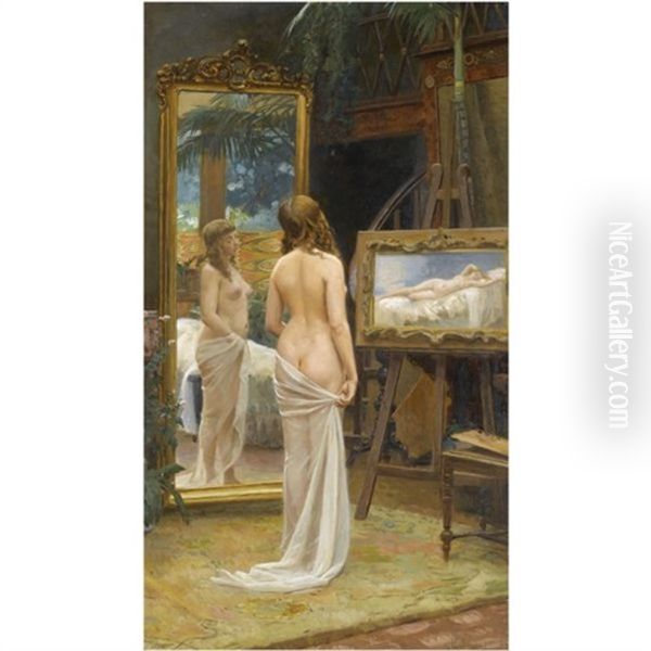 Nude In The Studio Oil Painting by Nikolai Kornilievich Bodarevsky