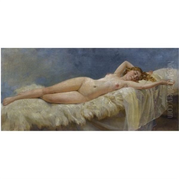 Reclining Nude Oil Painting by Nikolai Kornilievich Bodarevsky