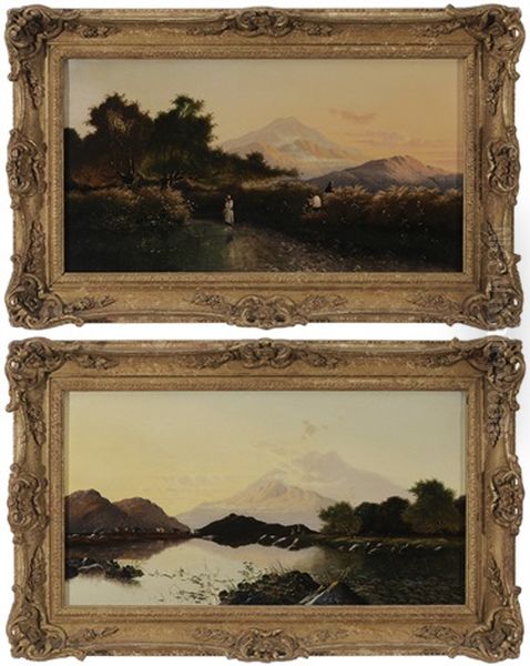 Mountain Landscapes (pair) Oil Painting by Edwin Henry Boddington