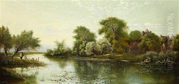 Eynesbury Church On The River Ouse Oil Painting by Edwin Henry Boddington