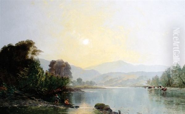 Bfishing On The River Oil Painting by Edwin Henry Boddington