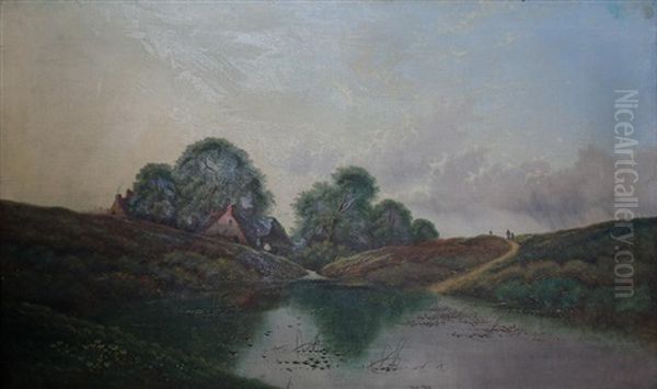 Mill Pond Nr. Ripley, Surrey Oil Painting by Edwin Henry Boddington