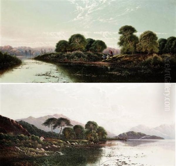 Morning Near Wallingford On The Thames (+ On The Barmouth Waters Near Dolgelly, North Wales; Pair) by Edwin Henry Boddington