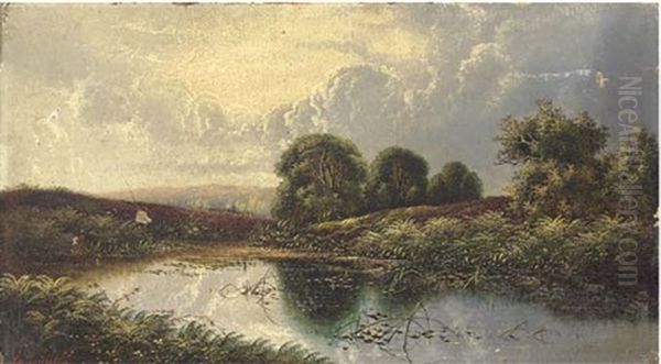 Near Guildford, Surrey (+ Near Woking, Surrey; Pair) Oil Painting by Edwin Henry Boddington