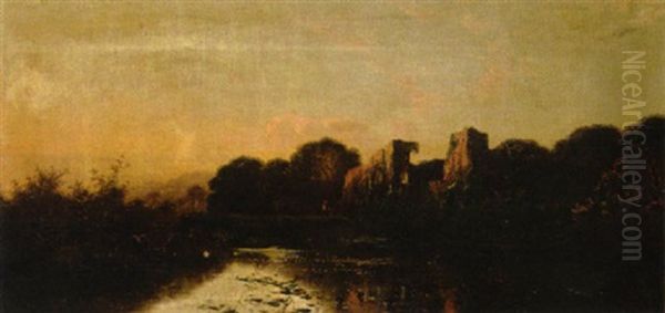 Calm Evening On The Trent Oil Painting by Edwin Henry Boddington