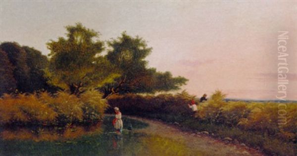 Picking Berries Oil Painting by Edwin Henry Boddington