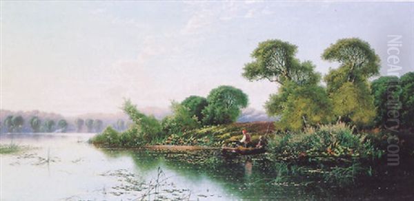 On The Thames Near Pangbourne Oil Painting by Edwin Henry Boddington