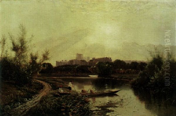 Windsor Castle From The Thames Oil Painting by Edwin Henry Boddington