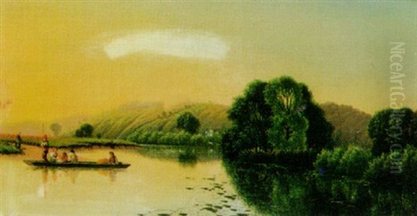 Punting Oil Painting by Edwin Henry Boddington