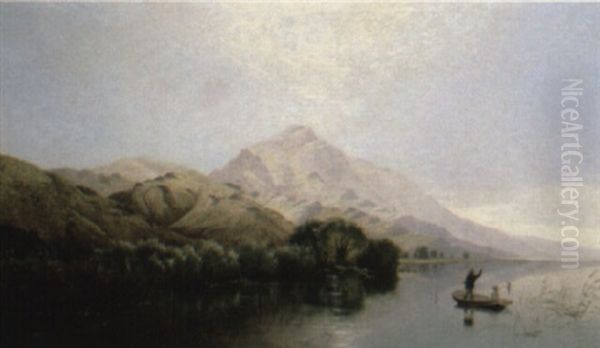 A Mountainous Landscape Oil Painting by Edwin Henry Boddington