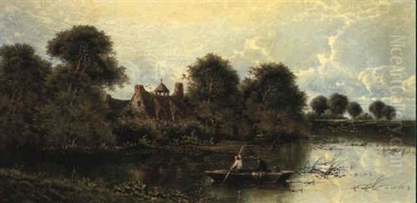 A Spring Morning Near Maple Durham Oil Painting by Edwin Henry Boddington