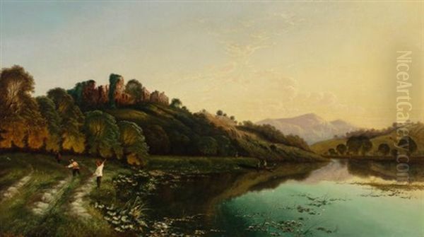 Morning, Goodrich Castle On The Wye Oil Painting by Henry John Boddington