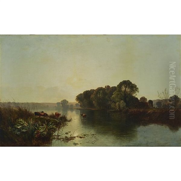 Early Morning On The Thames, 1856 Oil Painting by Henry John Boddington