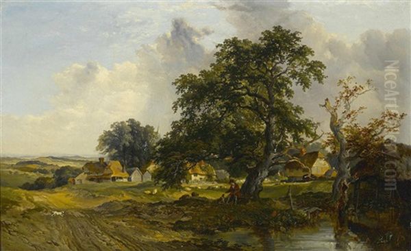 The Village Pond Oil Painting by Henry John Boddington