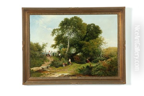 Berry Pickers Oil Painting by Henry John Boddington