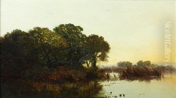 A Quiet Backwater Oil Painting by Henry John Boddington