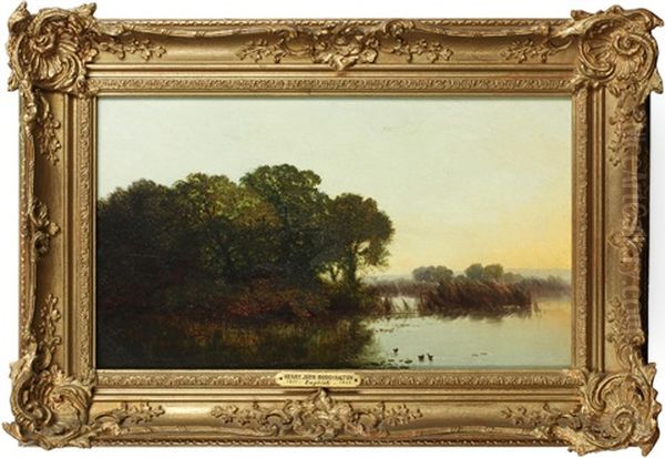 A Quiet Backwater Oil Painting by Henry John Boddington