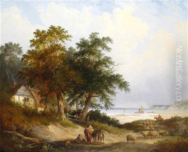 A Coastal Landscape, Isle Of Wight Oil Painting by Henry John Boddington