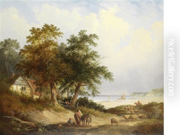 A Coastal Landscape, Isle Of Wight Oil Painting by Henry John Boddington