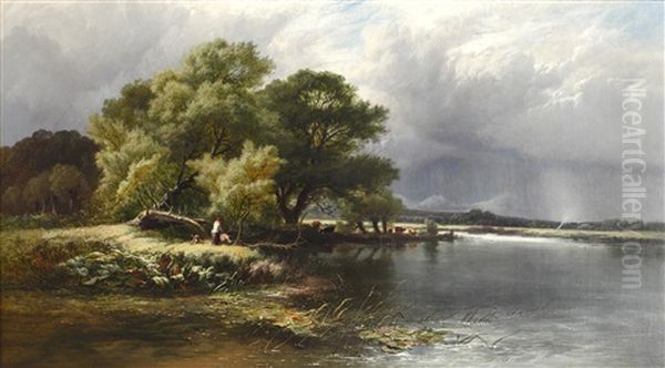 A Stormy Day On The Thames Oil Painting by Henry John Boddington