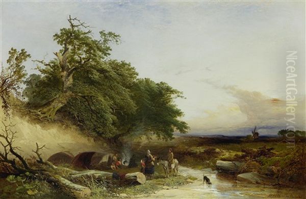 Gypsy Encampment Oil Painting by Henry John Boddington