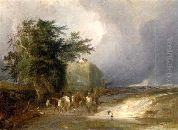 The Haycart Oil Painting by Henry John Boddington