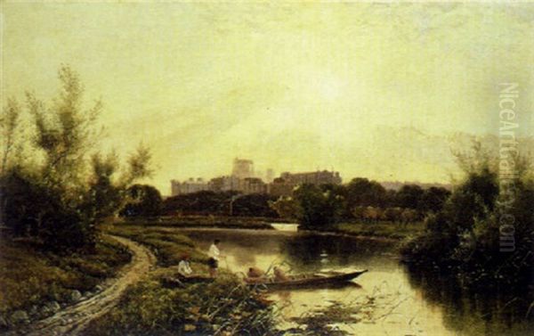 Windsor Castle From The Railway Bridge, A Bright, Sunny Day Oil Painting by Henry John Boddington