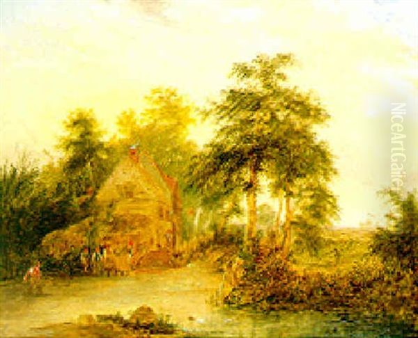 Outside A Farm House by Henry John Boddington