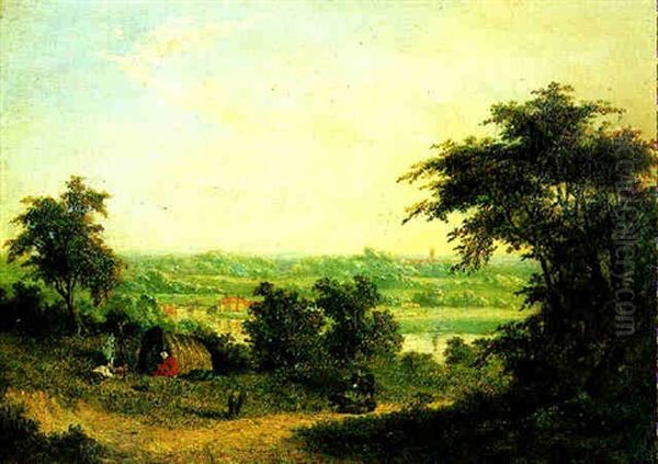 Gypsy Encampment Near A River Oil Painting by Henry John Boddington