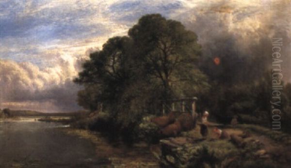 On The Thames Oil Painting by Henry John Boddington