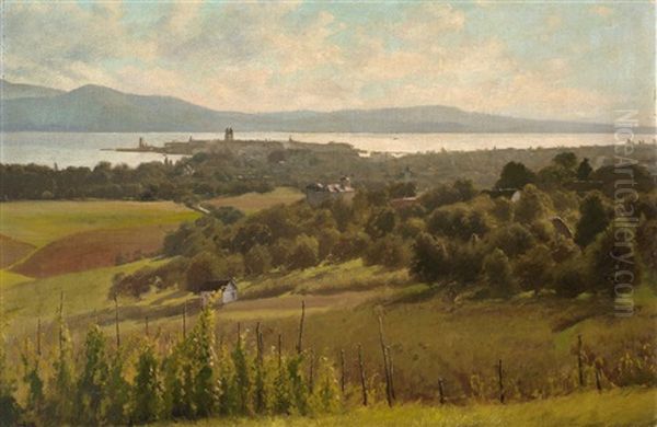 Blick Von Der Hohe Des Wannentals Auf Lindau Und Den Bodensee Oil Painting by Wilhelm Bode