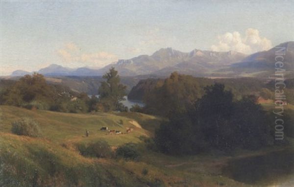 Flusstal Im Voralpenland Oil Painting by Wilhelm Bode