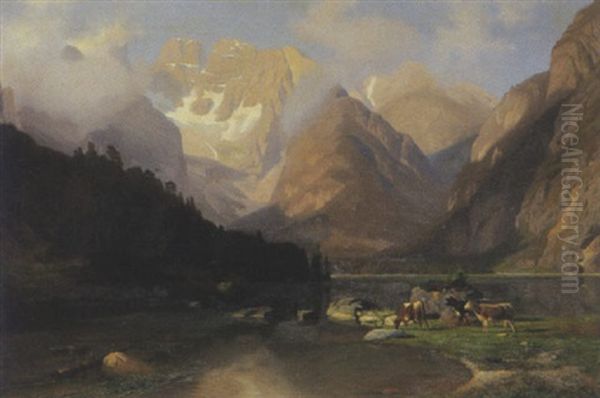 Sommerliche Gebirgsseelandschaft Oil Painting by Wilhelm Bode