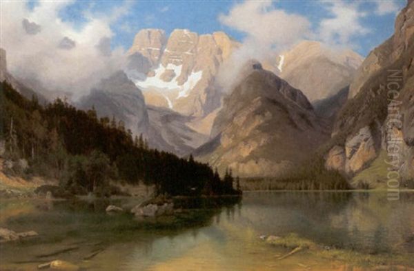 Monte Cristallo Mit Dem Durrensee Im Ampezzotal Oil Painting by Wilhelm Bode