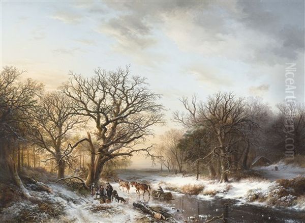 Winter Landscape (1847) Oil Painting by Willem Bodemann