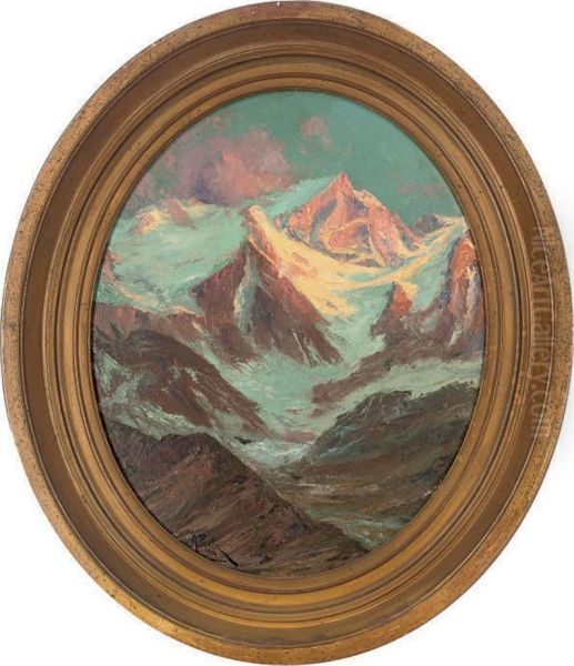 Snow-capped Peaks Oil Painting by Andre Albertin