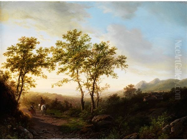 Weite Abendliche Landschaft Mit Jungen Baumen Oil Painting by Willem Bodemann