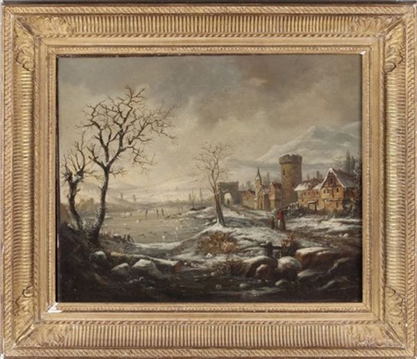 Winter Landscape Oil Painting by Willem Bodemann