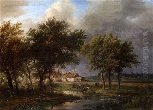 Flamische Landschaft Mit Gehoft Oil Painting by Willem Bodemann