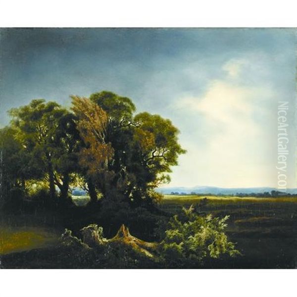 An Extensive Landscape At Dusk Oil Painting by Willem Bodemann