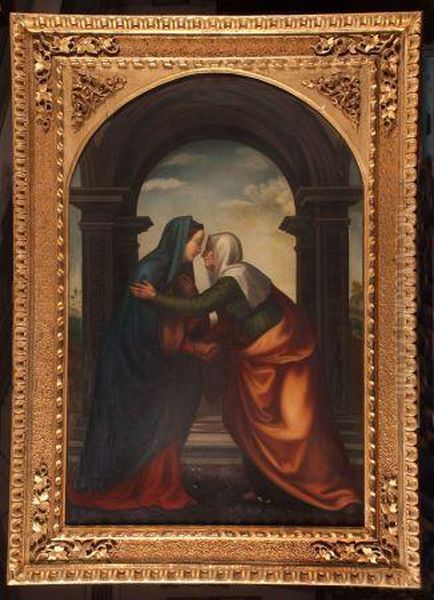 The Visitation Of St Elizabeth To The Virgin Mary Oil Painting by Mariotto Albertinelli