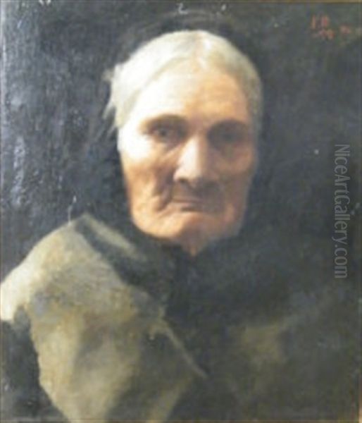 Study: Head Of An Old Lady Oil Painting by Frank Bodilly