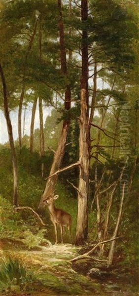 Waldlandschaft Mit Einem Reh Oil Painting by Karl Bodmer