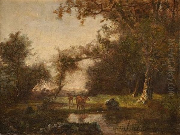 Chevreuils En Foret Oil Painting by Karl Bodmer