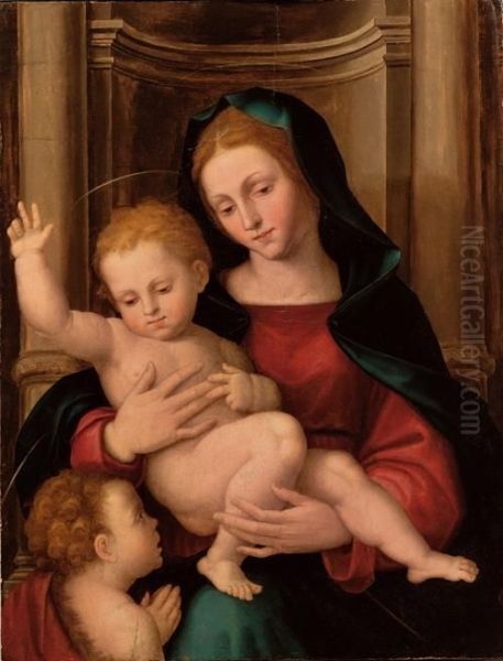 Madonna Col Bambino E San Giovannino Oil Painting by Mariotto Albertinelli