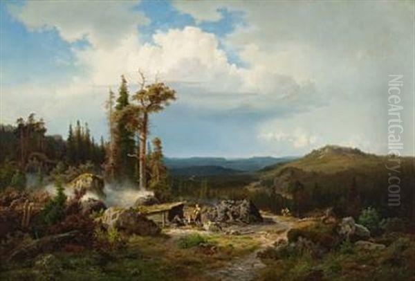 Landskap Med Mile Oil Painting by Erik Bodom