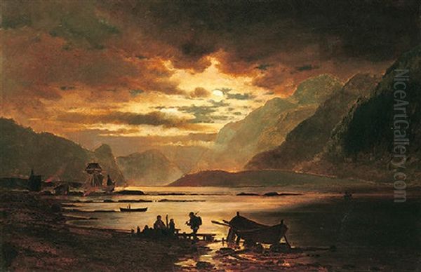 Kveldsfiske Oil Painting by Erik Bodom