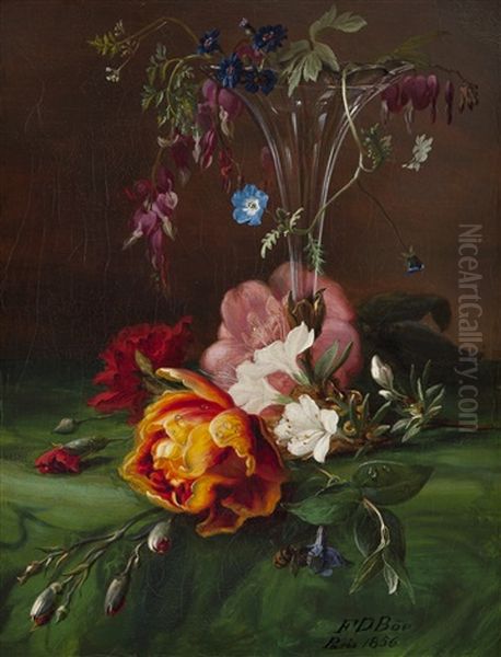 Oppstilling Med Vase Og Blomster Oil Painting by Frants Diderik Boe