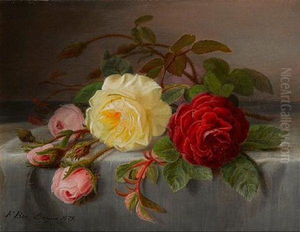 A Still Life Of Roses Oil Painting by Frants Diderik Boe